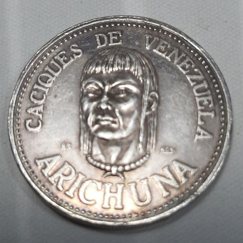 Caciques De Venezuela Moneda Plata  Arichuna 15g 20v