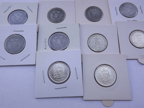 Colección 10 Monedas D Plata. 1 Bs Un Bolívar ( A