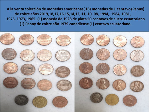 Colección Monedas Antiguas De América Eeuu Canada Ecuador