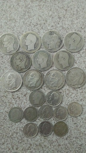 Lote De Monedas De Plata 1 Bolívar 50 Y 25 Centimos
