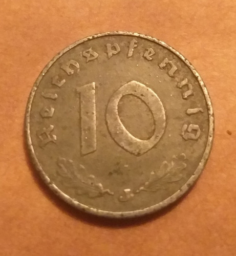 Moneda De 10 Reichspfennig  Alemania Nazi