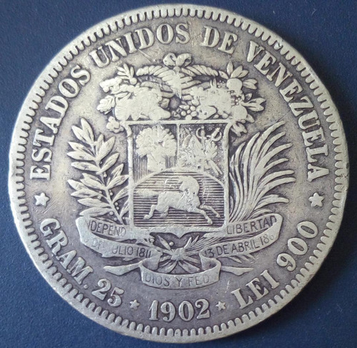 Moneda De 5 Bolívares De  Fuerte De Plata