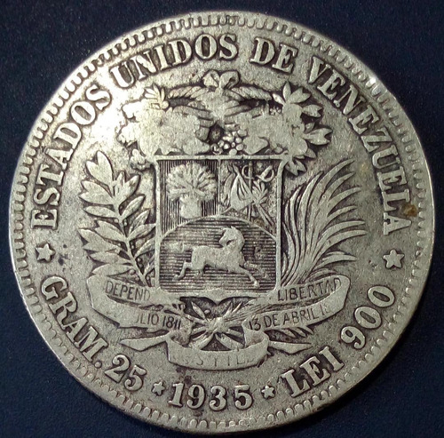 Moneda De 5 Bolívares De  Fuerte De Plata