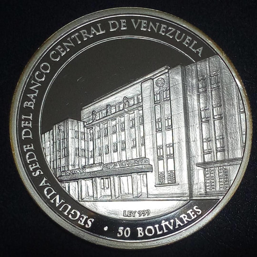 Moneda De 50 Bolívares De Plata Del 70 Aniversario Del Bcv