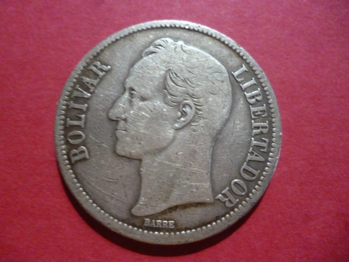 Moneda De Plata - 5 Bolívares, Fuerte, Año 