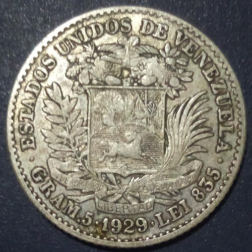 Moneda De Plata De 1 Bolívar Del Año 
