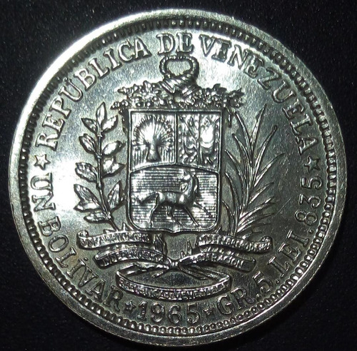 Moneda De Plata De 1 Bolívar Del Año 