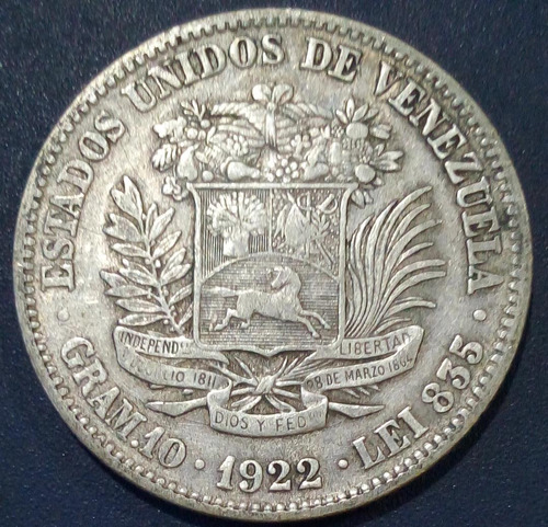 Moneda De Plata De 2 Bolívares Del Año 