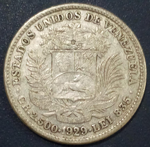 Moneda De Plata De 50 Centavos De Bolívar Del Año 