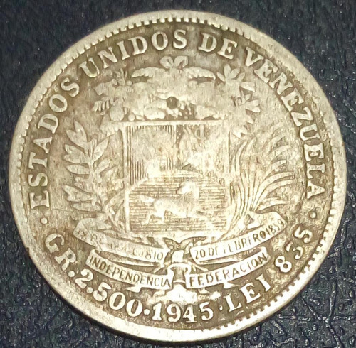 Moneda De Plata De 50 Centavos De Bolívar Real De 