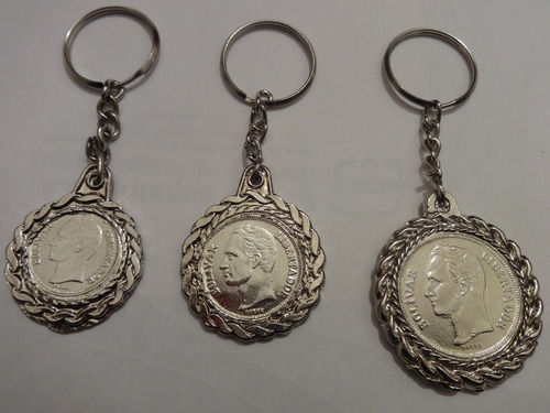 Set De 3 Llaveros De Monedas Niquel Bs.1, 2,5 Coleccion