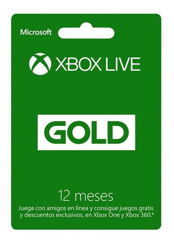 Tarjetas Recarga 12 Meses Xbox Live Gold