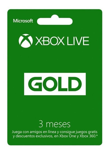 Tarjetas Recarga 3 Meses Xbox Live Gold