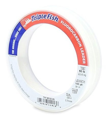 Triple Fish 50 Lb Prueba Lider Flu Carbono Linea Pesca