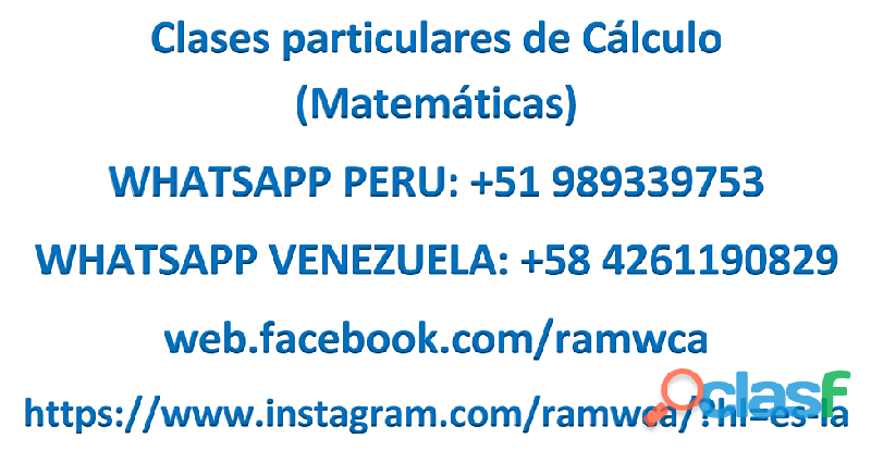 Clases particulares de Cálculo (Matemáticas)