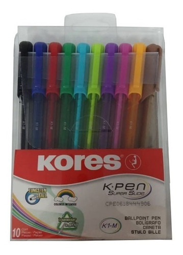 Bolígrafos De Colores Kores Estuche De 10 Unid / 2 Paquetes