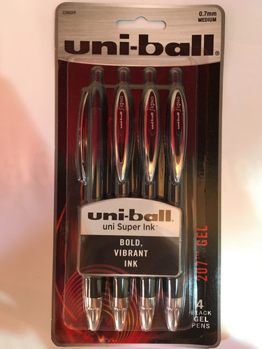 Bolígrafos Uni-ball 207 Tinta Negra 0.7 Mm - 4 Bolígrafos