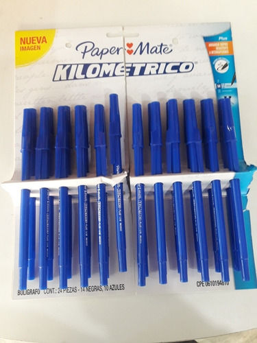 Boligrafo Kilometrico Azul, Precio Combo 2 Blister X 12