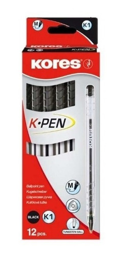 Boligrafos Kores Negros K1 Tienda Física Precio Por 6 Cajas