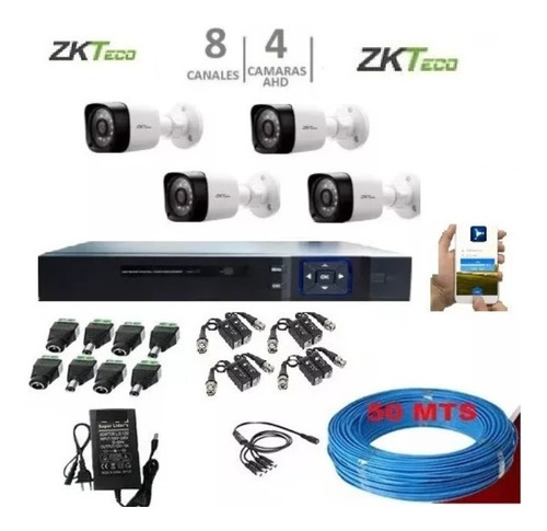 Combo 4 Camaras De Seguridad Dvr 8 Canales Cctv 720p 1mp