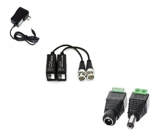 Kit Transformador 12v 1 Amp + Video Balun + Conector 12v