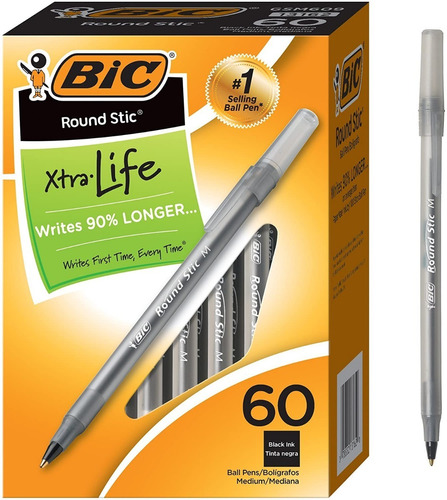 Lapicero Boligrafo Bic Punta Mediana Extra Vida Negro 60 Und