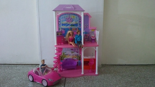 Casa De Barbie Con Accesorios, Barbie, Ken Y Automovil
