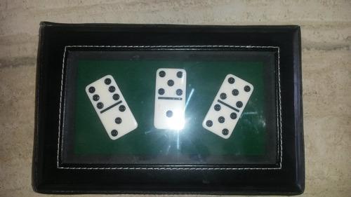 Elegante Juego De Dominó Con Estuche De Cuero Y Fieltro