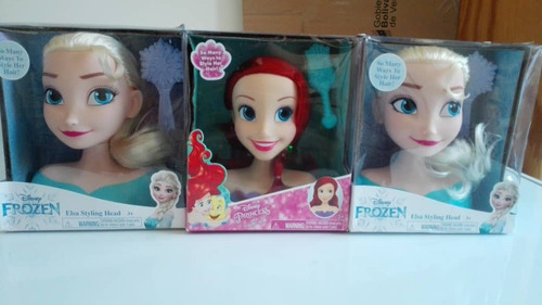 Muñeca Cabeza De Frozen Y Ariel Para Peinados