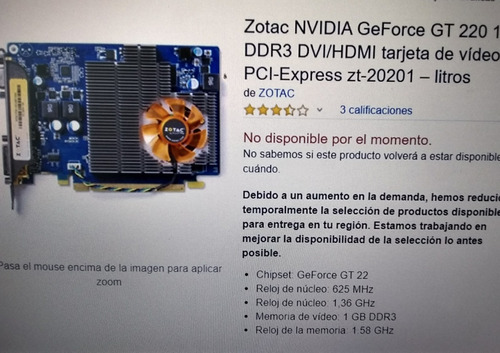 Zotac Nvidia Geforce Gt  Gb Ddr3 Dvi/hdmi