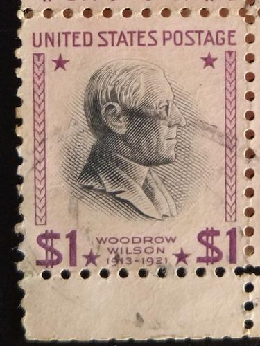 Estados Unidos 1938 1 Usa Estampilla Woodrow Wilson