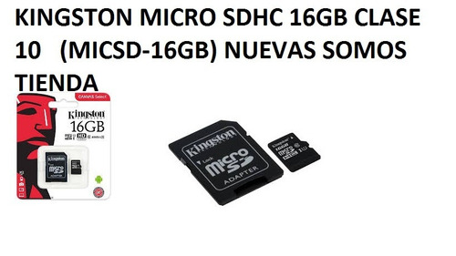 Memoria Kingston Micro Sdhc 16gb Clase 10 (micsd-16gb) Nueva