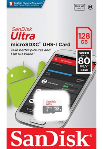 Memoria Micro Sd 128gb Sandisk Ultra 80 Mb/s Microsd