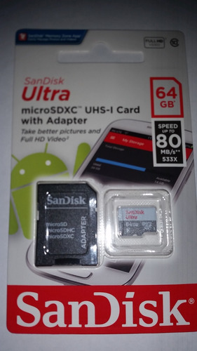 Memoria Micro Sd 64 Gb Clase 10 Sandisk Original 17vrds