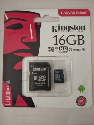 Memoria Micro Sd Hc 16gb Kingston Clase10 Original Sellada