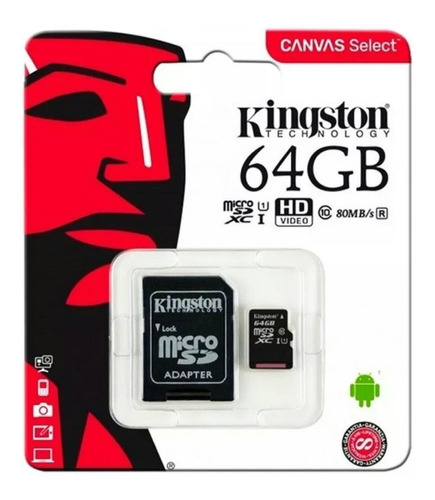 * Memoria Micro Sd Kingston 64gb Con Su Adaptador