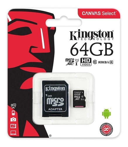 Memoria Microsd Kingston De 64 Gb Clase 10 Nueva!