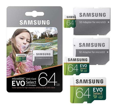 Memoria Samsung Micro Sd Xc 64gb 100mb/s 4k Evo Clase 10