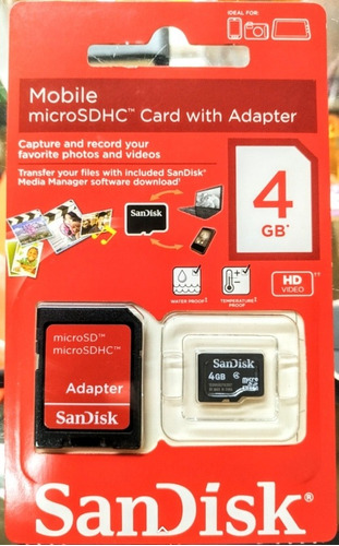 Memoria Sandisk 4 Gb Con Adaptador En Blister