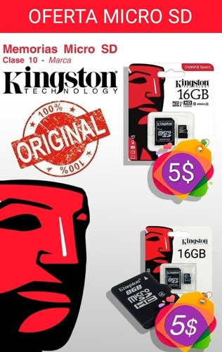 Oferta Memoria Microsd Kingston De 16gb (5$)