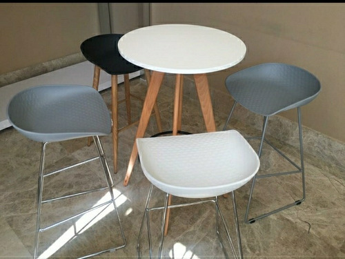 Combo Sillas Eames Barra Taburete + Mesa Alta Barra Bar Eame