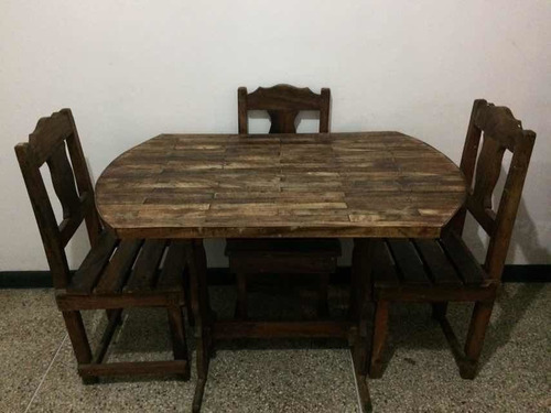 Juego De Comedor De Tres Puestos En Madera Country