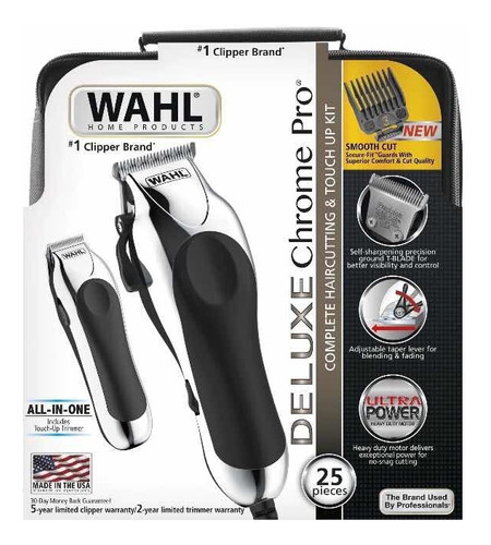 Maquina De Afeitar Wahl Deluxe Chrome Pro 25p 100% Original