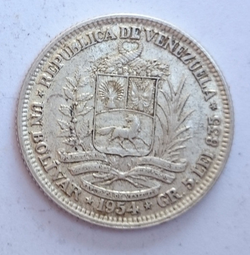 Agradable Bolivar De Plata Moneda De Venezuela De . E.f.