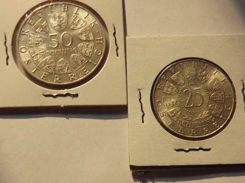 Dos Monedas D Plata. 50 Y 25 Schilling. Austria.  Y 