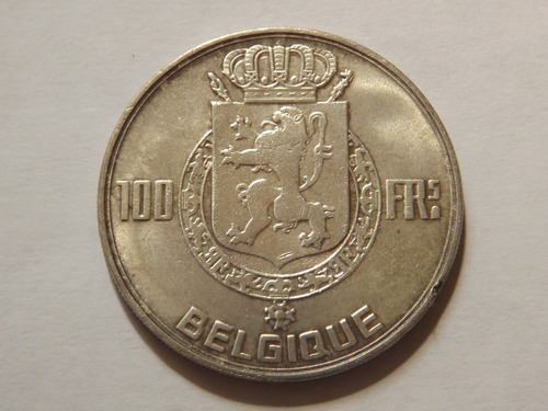Excelente Moneda De Plata. 100 Francos. Bélgica. Año 