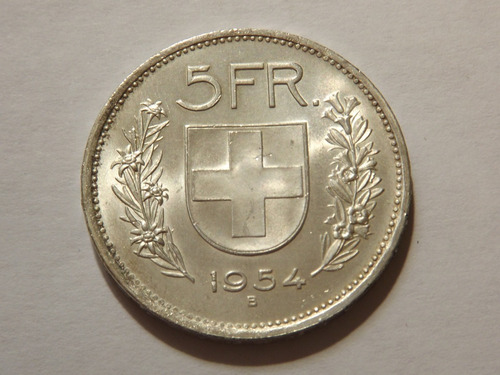 Excelente Moneda De Plata. 5 Francos. Suiza. Año 