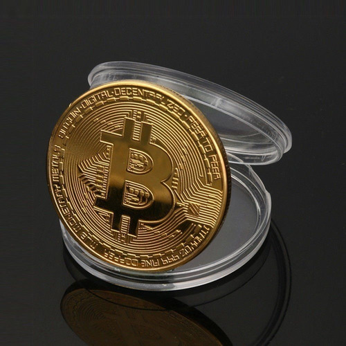 Moneda Bitcoin Dorada Con Protector