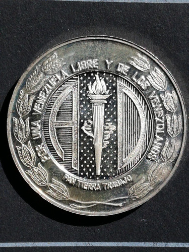 Moneda De Plata Conmemorativa 33 Años Acción Democrática.