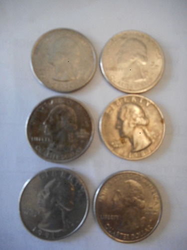 Seis Monedas De Quarter Dollar